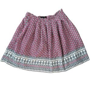 Banana Republic Border Print boho linen blend skirt Size 4 red blue white print